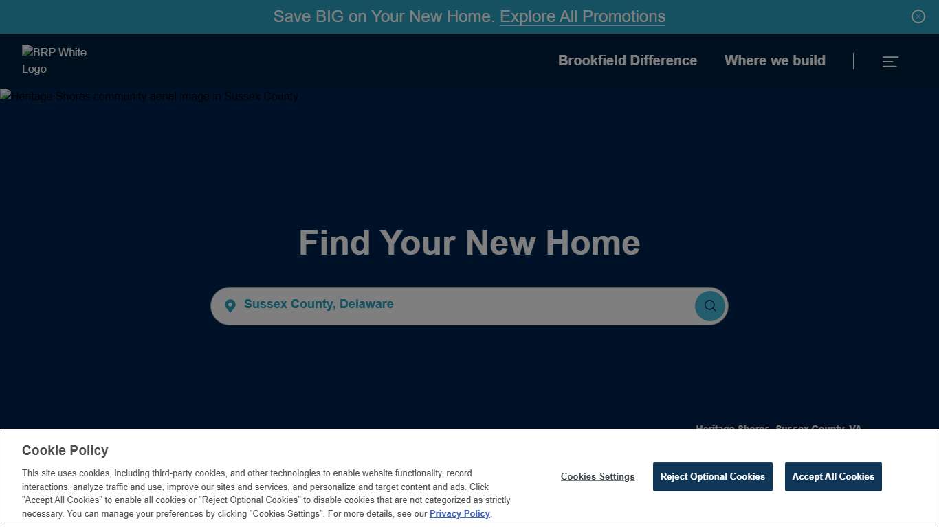 Brookfield Residential Sussex County, DE Homes Map